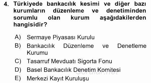 Finansal Kurumlar 2017 - 2018 Ara Sınavı 4.Soru