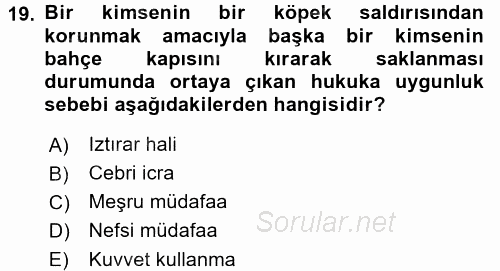 Hukukun Temel Kavramları 1 2017 - 2018 3 Ders Sınavı 19.Soru