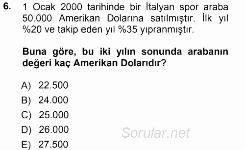 Matematiksel İktisat 2014 - 2015 Tek Ders Sınavı 6.Soru