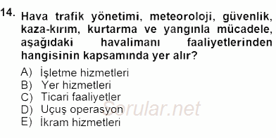 Turizm Ulaştırması 2012 - 2013 Dönem Sonu Sınavı 14.Soru