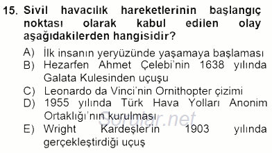 Turizm Ulaştırması 2012 - 2013 Dönem Sonu Sınavı 15.Soru