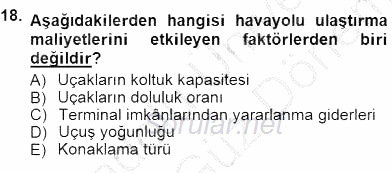 Turizm Ulaştırması 2012 - 2013 Dönem Sonu Sınavı 18.Soru