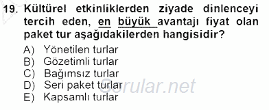 Turizm Ulaştırması 2012 - 2013 Dönem Sonu Sınavı 19.Soru