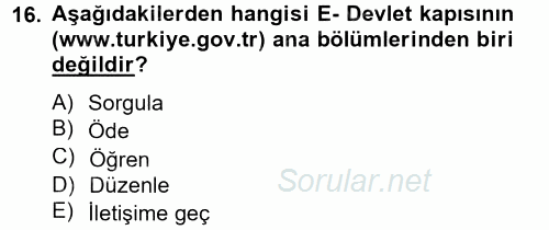 Dış Ticarette Bilgisayar Uygulamaları 2013 - 2014 Tek Ders Sınavı 16.Soru