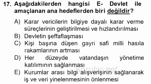 Dış Ticarette Bilgisayar Uygulamaları 2013 - 2014 Tek Ders Sınavı 17.Soru