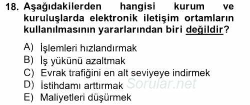 Dış Ticarette Bilgisayar Uygulamaları 2013 - 2014 Tek Ders Sınavı 18.Soru