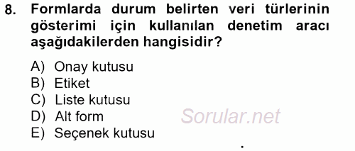Dış Ticarette Bilgisayar Uygulamaları 2013 - 2014 Tek Ders Sınavı 8.Soru