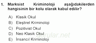 Kriminoloji 2015 - 2016 Ara Sınavı 1.Soru