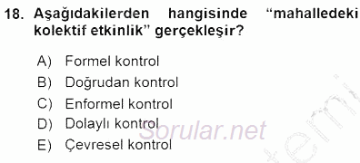 Kriminoloji 2015 - 2016 Ara Sınavı 18.Soru