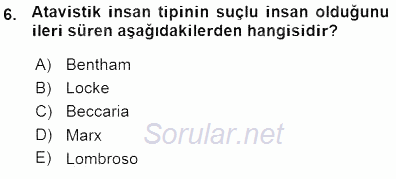 Kriminoloji 2015 - 2016 Ara Sınavı 6.Soru