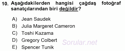 Fotoğraf Tarihi 2016 - 2017 3 Ders Sınavı 10.Soru