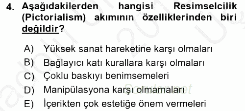 Fotoğraf Tarihi 2016 - 2017 3 Ders Sınavı 4.Soru