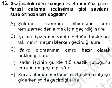 Bireysel İş Hukuku 2013 - 2014 Dönem Sonu Sınavı 16.Soru