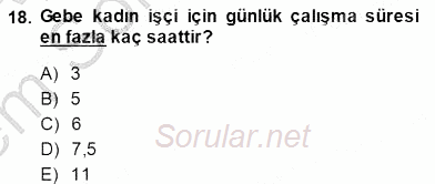 Bireysel İş Hukuku 2013 - 2014 Dönem Sonu Sınavı 18.Soru