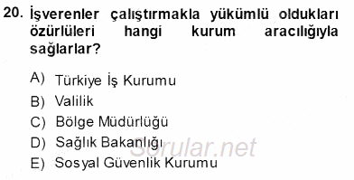 Bireysel İş Hukuku 2013 - 2014 Dönem Sonu Sınavı 20.Soru