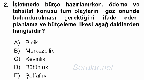 Girişim Finansmanı 2016 - 2017 Dönem Sonu Sınavı 2.Soru