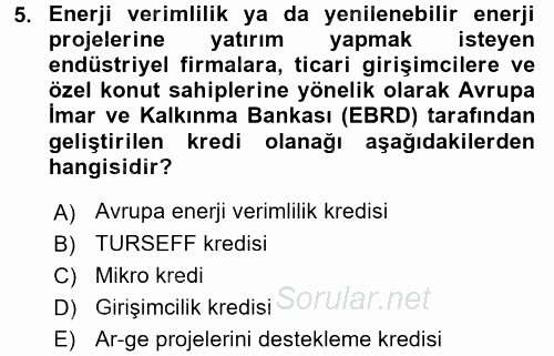 Girişim Finansmanı 2016 - 2017 Dönem Sonu Sınavı 5.Soru