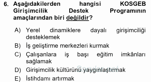 Girişim Finansmanı 2016 - 2017 Dönem Sonu Sınavı 6.Soru