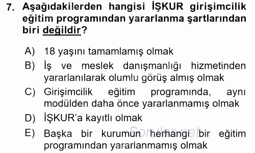 Girişim Finansmanı 2016 - 2017 Dönem Sonu Sınavı 7.Soru