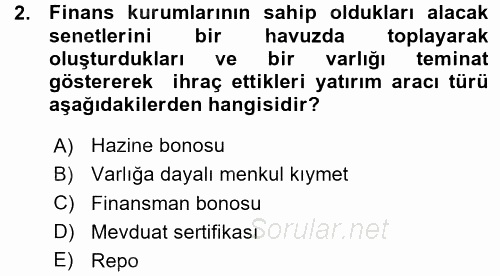 Finansal Yönetim 2015 - 2016 Ara Sınavı 2.Soru