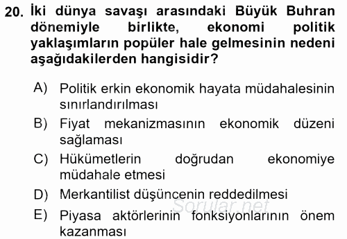 Uluslararası İlişkiler Kuramları 2 2017 - 2018 Dönem Sonu Sınavı 20.Soru