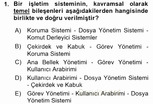 İşletim Sistemleri 2017 - 2018 Ara Sınavı 1.Soru