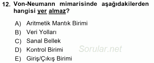 İşletim Sistemleri 2017 - 2018 Ara Sınavı 12.Soru