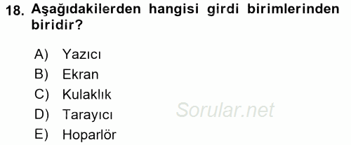 İşletim Sistemleri 2017 - 2018 Ara Sınavı 18.Soru