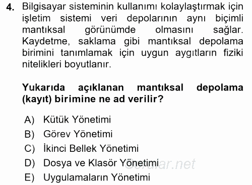 İşletim Sistemleri 2017 - 2018 Ara Sınavı 4.Soru