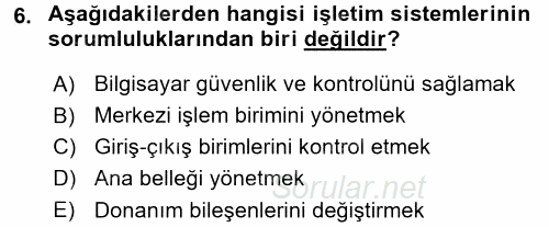 İşletim Sistemleri 2017 - 2018 Ara Sınavı 6.Soru