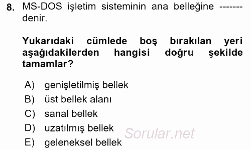 İşletim Sistemleri 2017 - 2018 Ara Sınavı 8.Soru