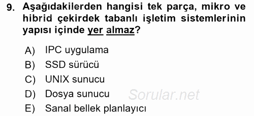 İşletim Sistemleri 2017 - 2018 Ara Sınavı 9.Soru
