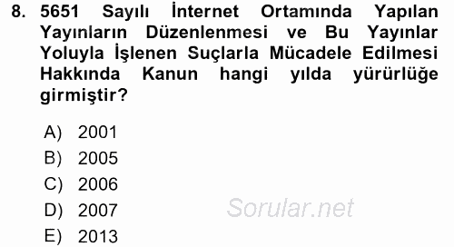 Medya Hukuku 2016 - 2017 Dönem Sonu Sınavı 8.Soru