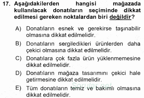 Mağaza Atmosferi 2015 - 2016 Ara Sınavı 17.Soru