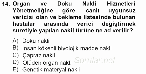 Sağlık Hukuku 2012 - 2013 Dönem Sonu Sınavı 14.Soru