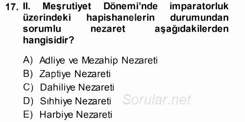 Türk İdare Tarihi 2014 - 2015 Dönem Sonu Sınavı 17.Soru