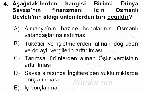 Türkiye Cumhuriyeti İktisat Tarihi 2016 - 2017 Ara Sınavı 4.Soru
