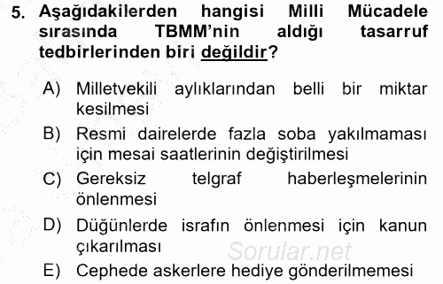 Türkiye Cumhuriyeti İktisat Tarihi 2016 - 2017 Ara Sınavı 5.Soru