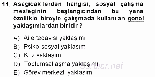 Sosyal Hizmete Giriş 2013 - 2014 Ara Sınavı 11.Soru