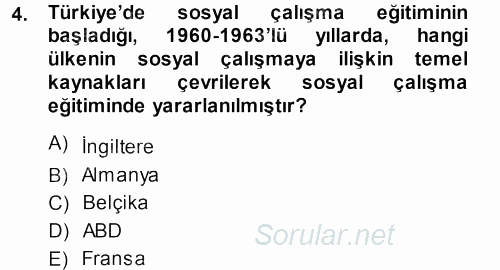 Sosyal Hizmete Giriş 2013 - 2014 Ara Sınavı 4.Soru