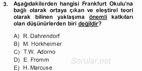Sosyolojiye Giriş 2014 - 2015 Tek Ders Sınavı 3.Soru