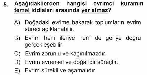 Sosyolojiye Giriş 2014 - 2015 Tek Ders Sınavı 5.Soru