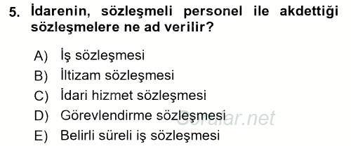 Temel İdare Hukuku 2015 - 2016 Dönem Sonu Sınavı 5.Soru