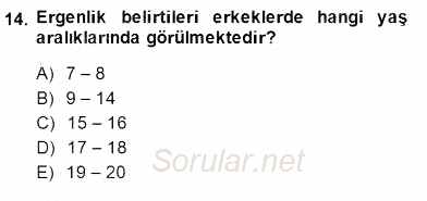 Anne Ve Çocuk Beslenmesi 2013 - 2014 Dönem Sonu Sınavı 14.Soru