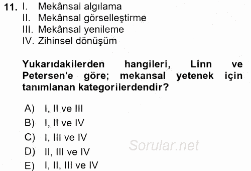 Coğrafi Bilgi Sistemleri 2016 - 2017 Ara Sınavı 11.Soru