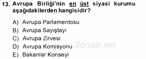 Dış Ticarete Giriş 2013 - 2014 Tek Ders Sınavı 13.Soru