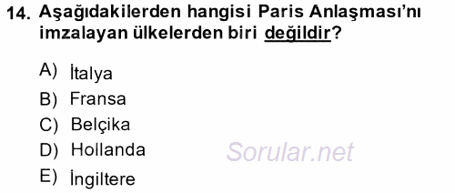 Dış Ticarete Giriş 2013 - 2014 Tek Ders Sınavı 14.Soru