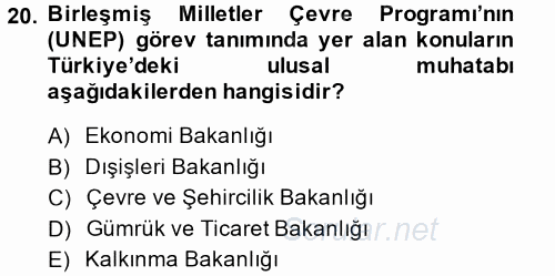 Dış Ticarete Giriş 2013 - 2014 Tek Ders Sınavı 20.Soru