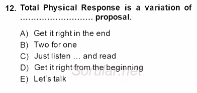 Dil Edinimi 2014 - 2015 Dönem Sonu Sınavı 12.Soru