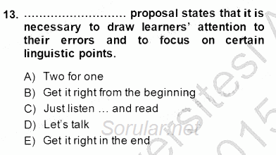 Dil Edinimi 2014 - 2015 Dönem Sonu Sınavı 13.Soru